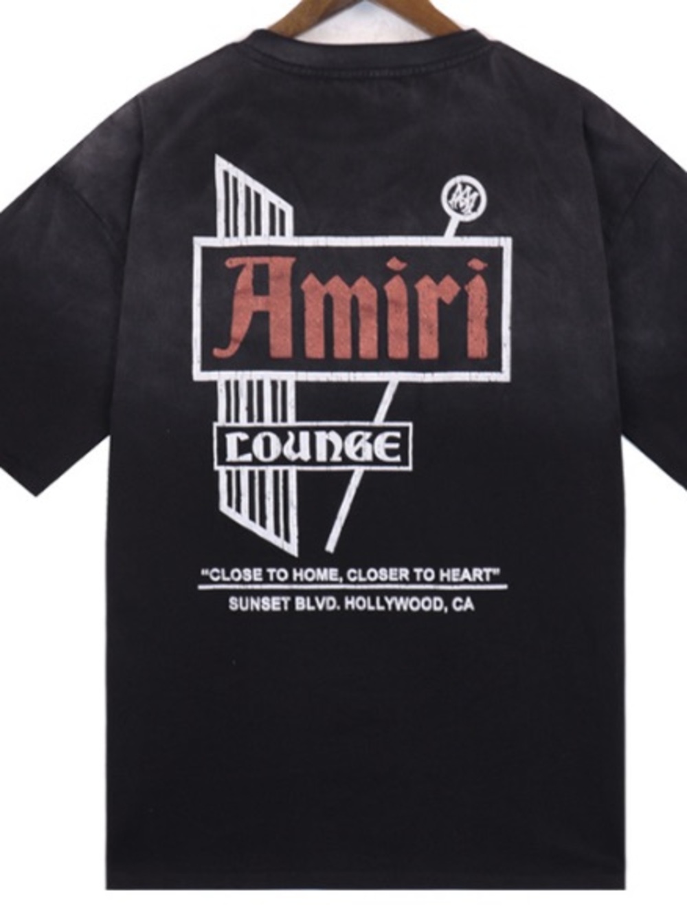 AMIRI lounge Hollywood Black Tee with Red & White Logo
